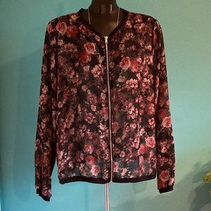 Maurices Sheer Floral Bomber Jacket